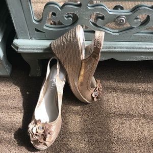 Wedge peep toe espadrilles